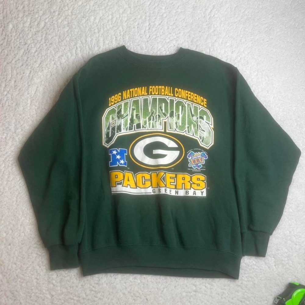 1996 Green Bay packers men's green crew neck‎ sweatshirt Super Bowl vintage xl